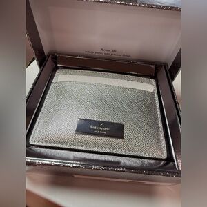Kate Spade Kenzie Metallic Saffiano Slim Card Holder – Lunar Light – Boxed – NWT